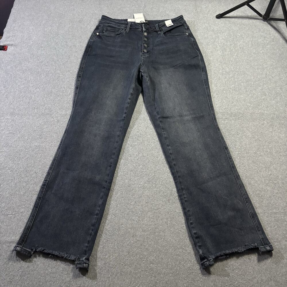 NWT Judy Blue Straight Fit Jeans 14W High Rise Button Fly Raw Hem Denim